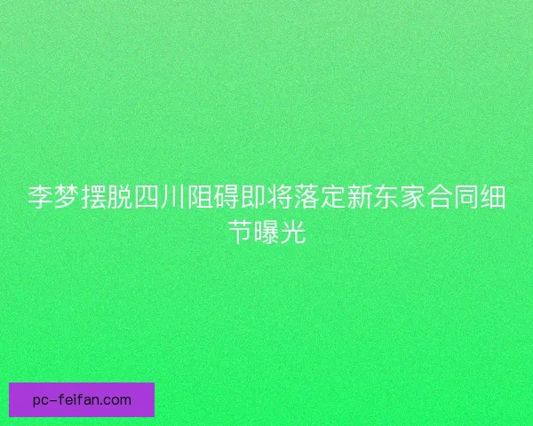 李梦摆脱四川阻碍即将落定新东家合同细节曝光 李梦摆脱四川阻碍即将落定新东家合同细节曝光
