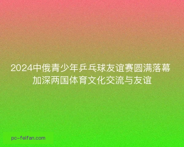 2024中俄青少年乒乓球友谊赛圆满落幕 加深两国体育文化交流与友谊