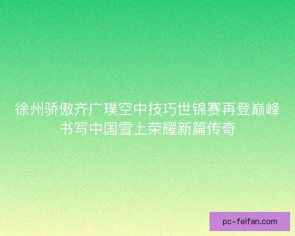 徐州骄傲齐广璞空中技巧世锦赛再登巅峰书写中国雪上荣耀新篇传奇