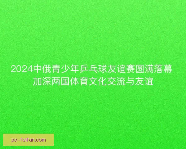 2024中俄青少年乒乓球友谊赛圆满落幕 加深两国体育文化交流与友谊
